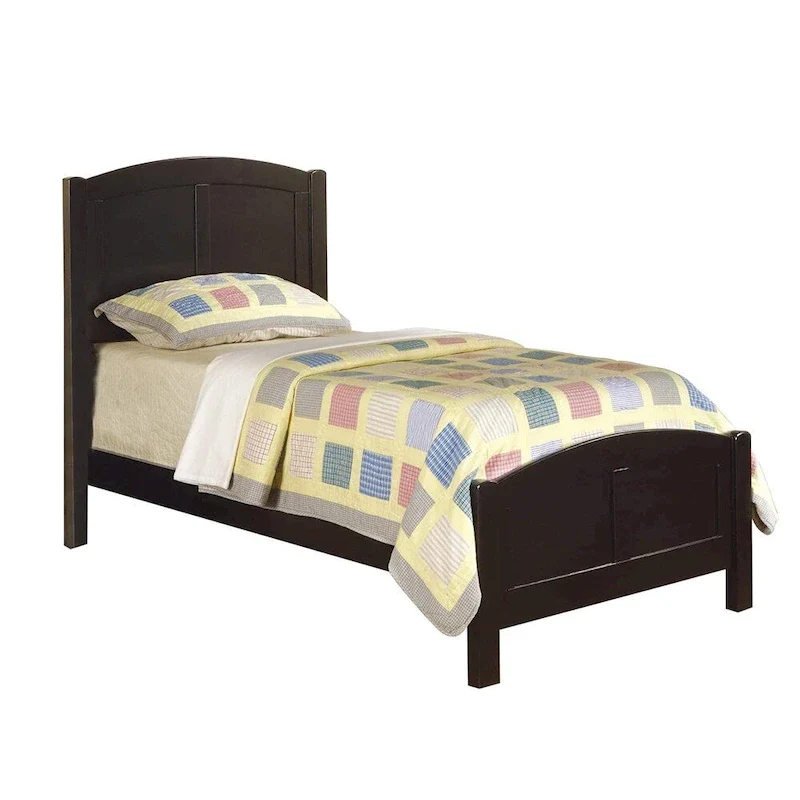 Black / Cherry Wood Twin Panel Bed – Classic Style, 1 Person Use