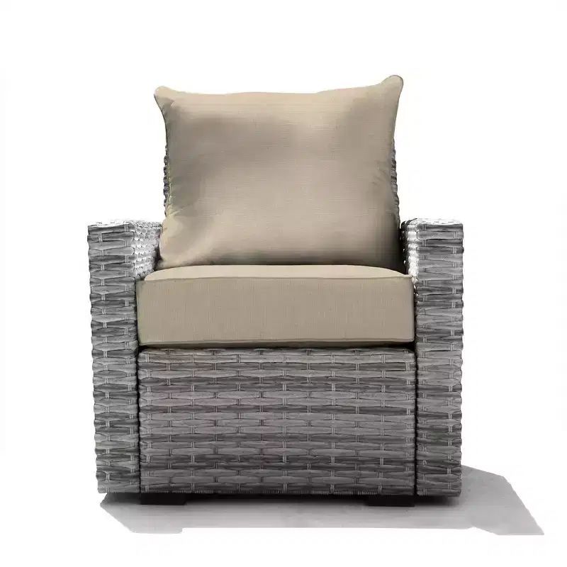 Honeycomb Outdoor Carmel Seat - Ash Grey Wicker Chair: Weather Resistant Modular Patio Lounge Furniture