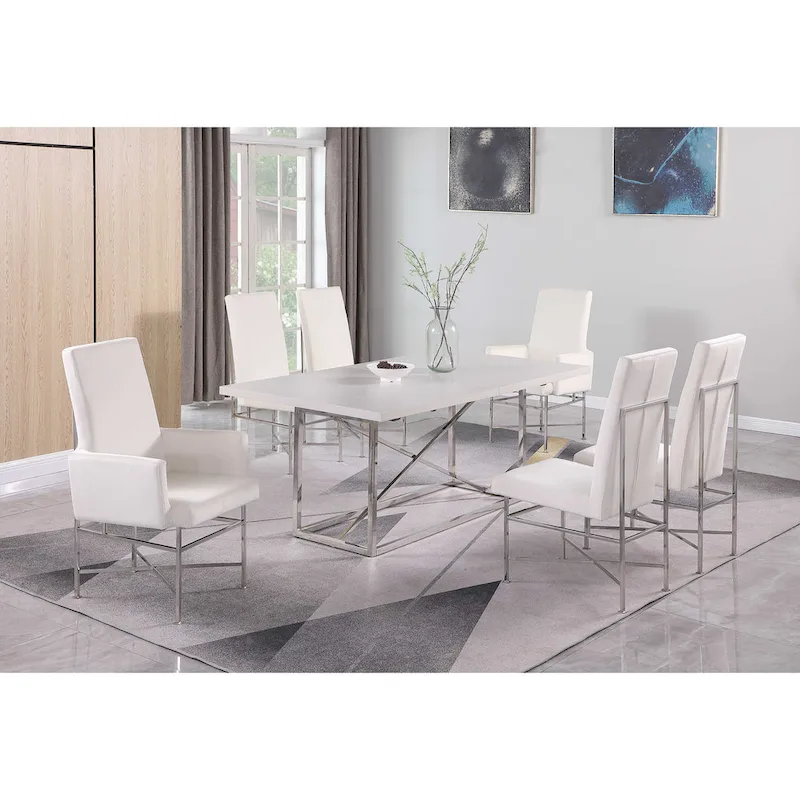 Cream Upholstered Arm Chair, Dining Height, Set of 2