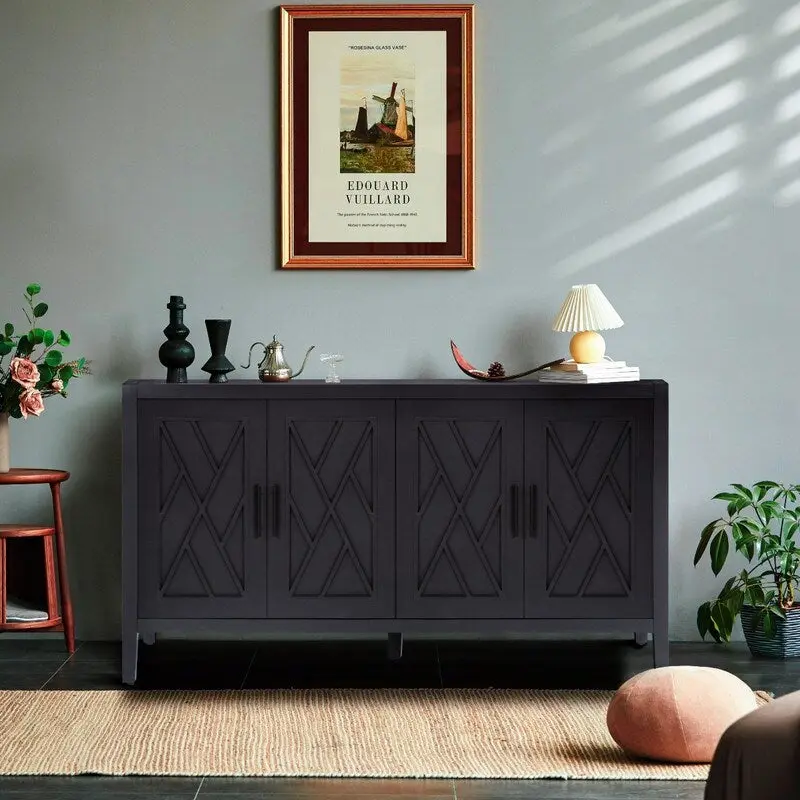 Vintage Style 4 Door Wooden Twill Sideboard