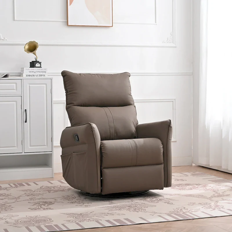 Modern Small Rocking Swivel Recliner Chair with Overstuffed Seat
