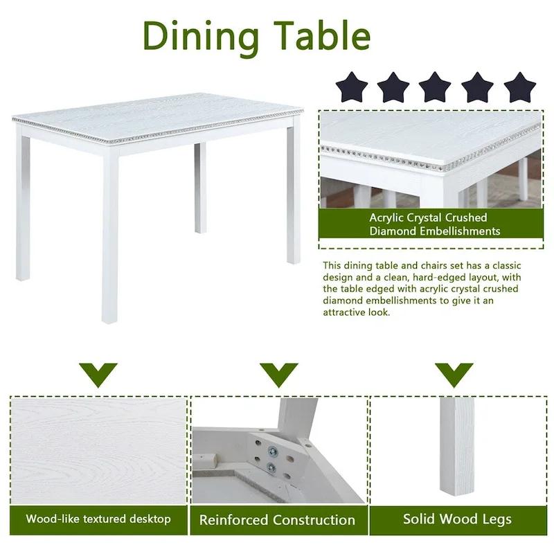 5-piece Wood Dining Counter Height Table and Chair Set