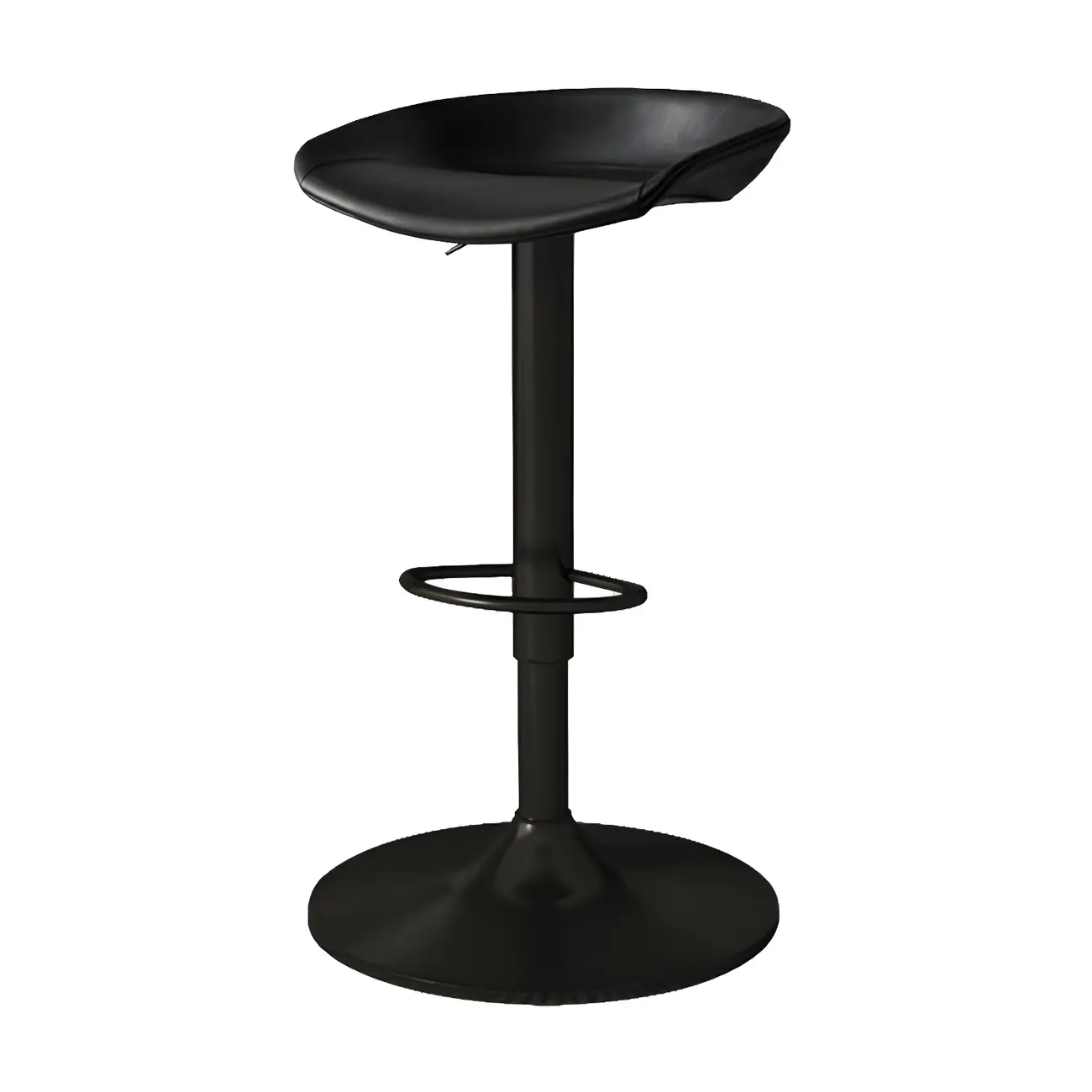 Modern Leather Black Pedestal Swivel Adjustable Bar Stool