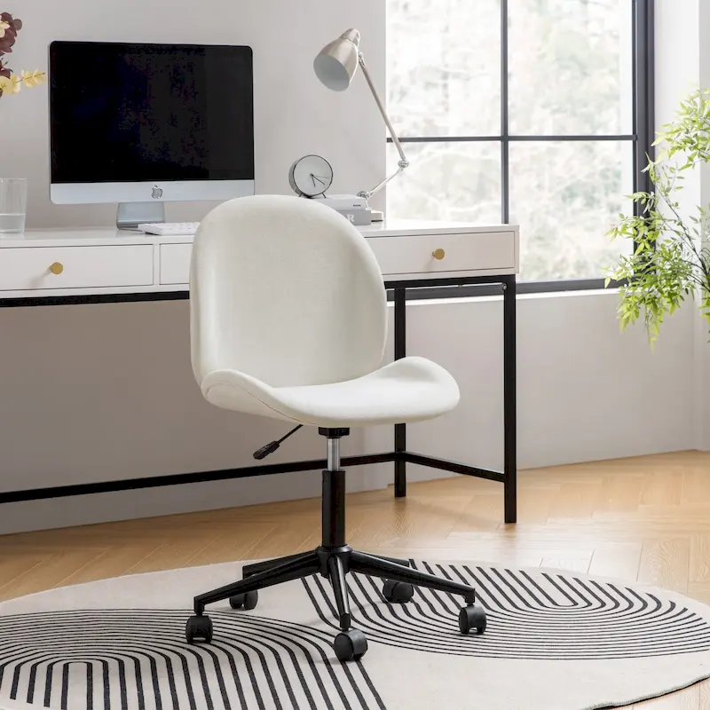 Ines Modern 0ffice Chair 360Whirling Armless With Metal Base by HULALA HOME
