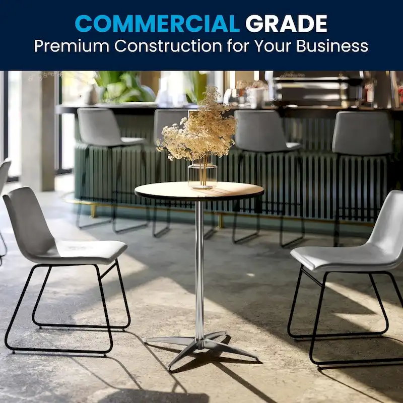 24 Round Wood Cocktail Table with 30 and 42 Columns