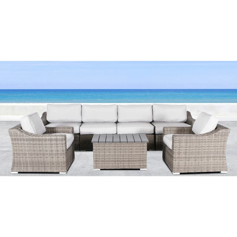 LSI Marina Grey Aluminum/Wicker 7-piece Sectional Club Set