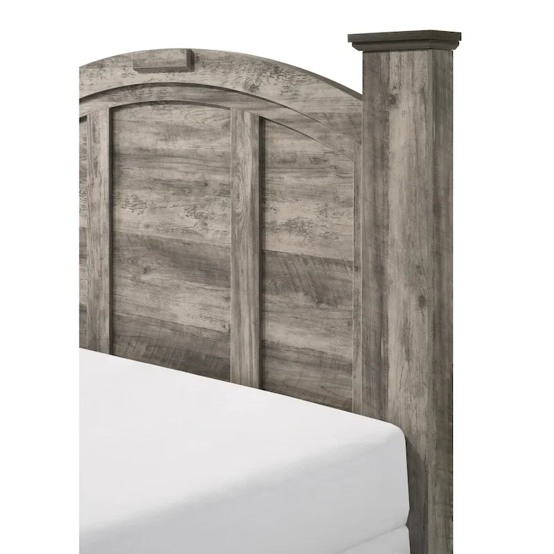 Aimon 5 Piece Gray Rustic Panel Bedroom Set