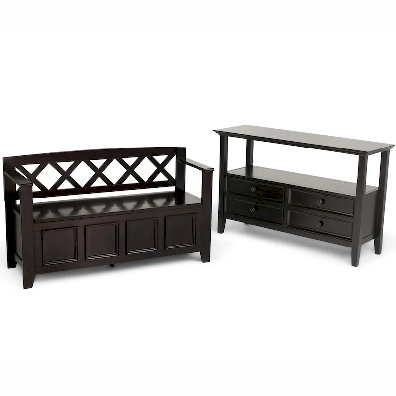 48 Inch Solid Wood Entryway Storage Bench - Seats 2
