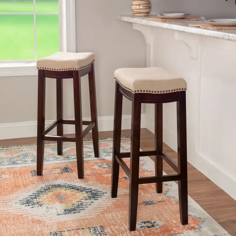 Linon Willamette Linen Backless 32-in Bar Stool