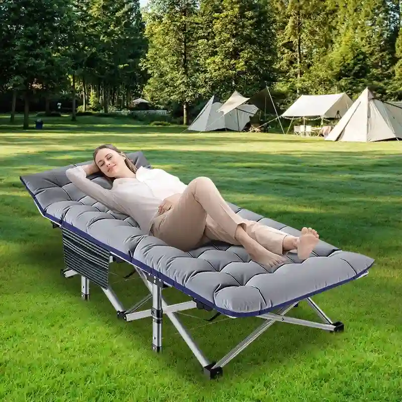 Folding Camping Cot Bed, 1200D Layer Oxford Travel Cots with Carry Bag