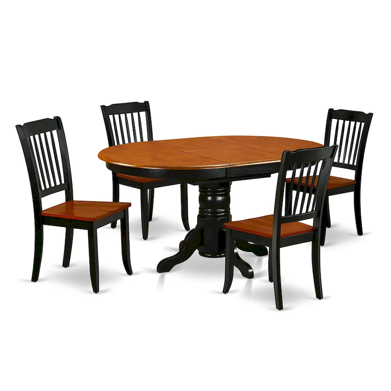 East West Furniture Dining Table Set- an Oval Kitchen Table and Kitchen Chairs, 42x60 Inch, Black & Cherry(Pieces Options)