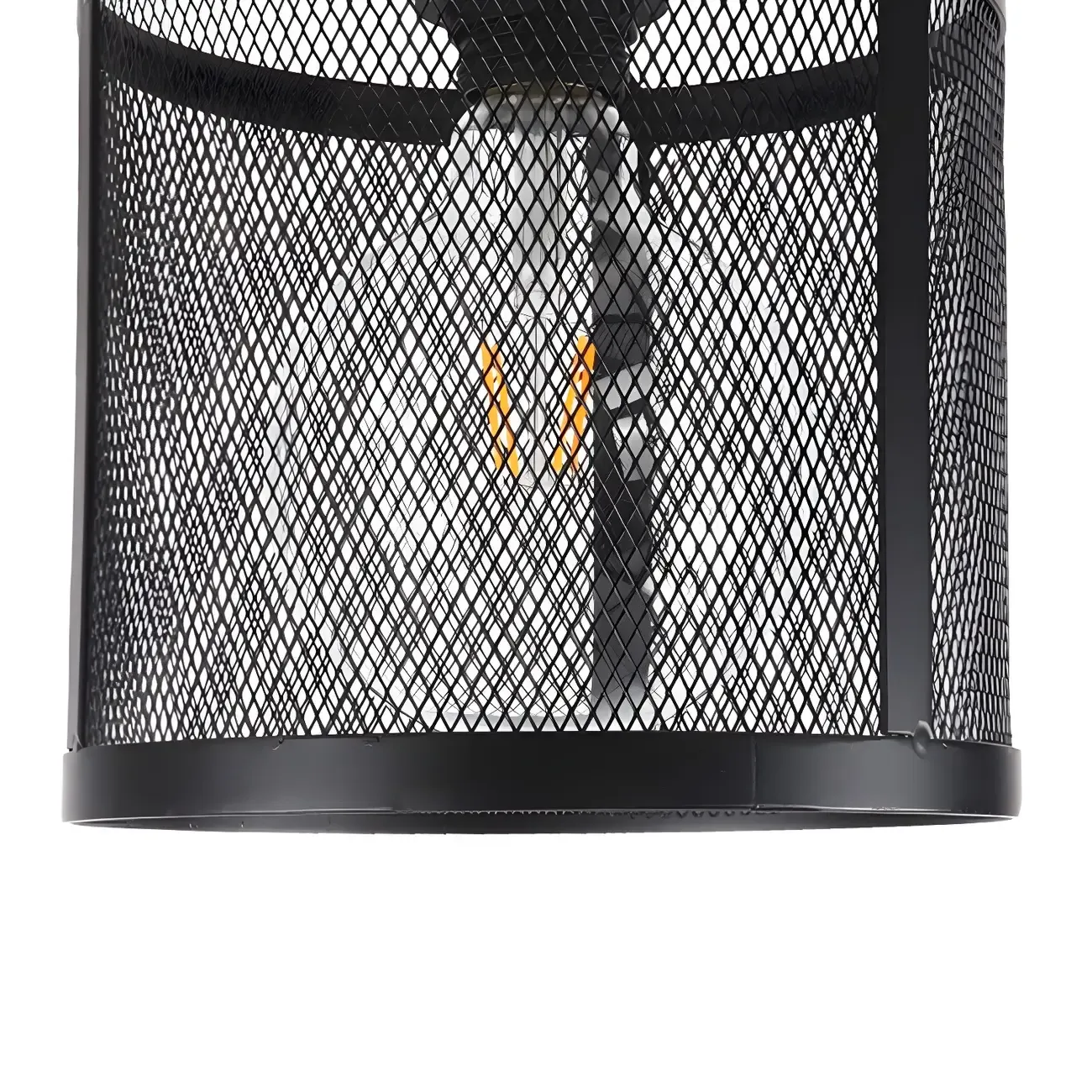 Industrial Black Iron Mesh Cylinder Semi Flush Ceiling Light