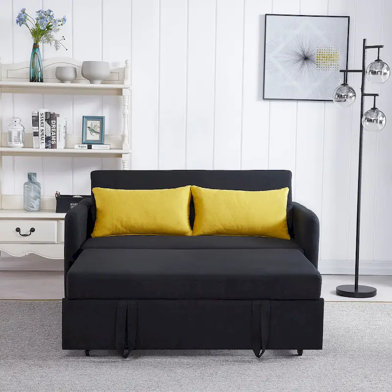Gray Convertible Sofa Bed for 2 with USB Port