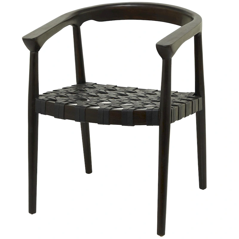 Teak Wood Handmade Woven Dining Chair with Armrests - Brown or Dark Brown- Roche River Decor