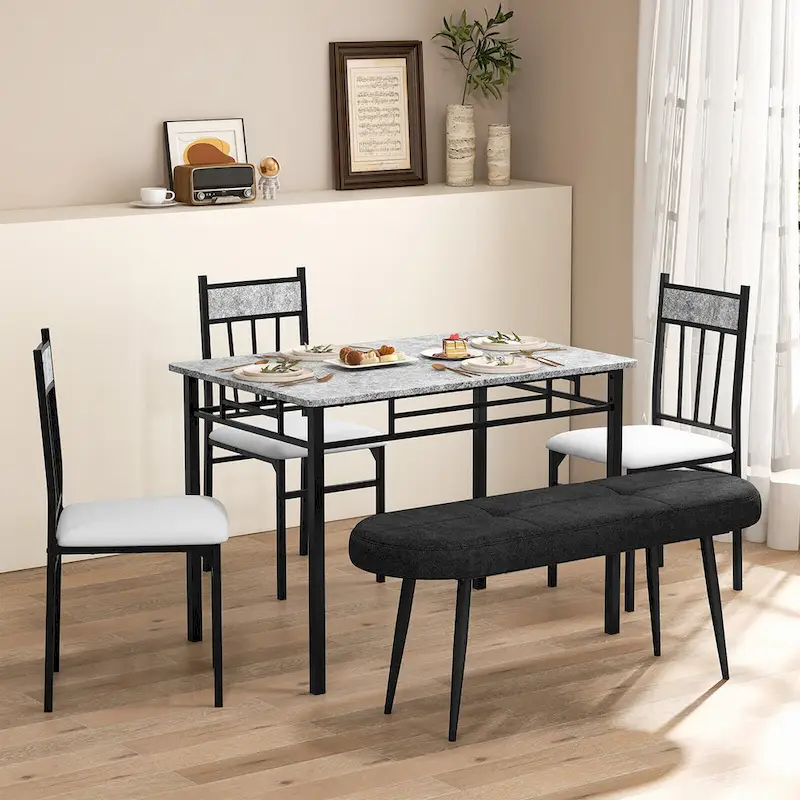 Gymax 47 Upholstered Entryway Bench w/ Padded Seat & Heavy-duty