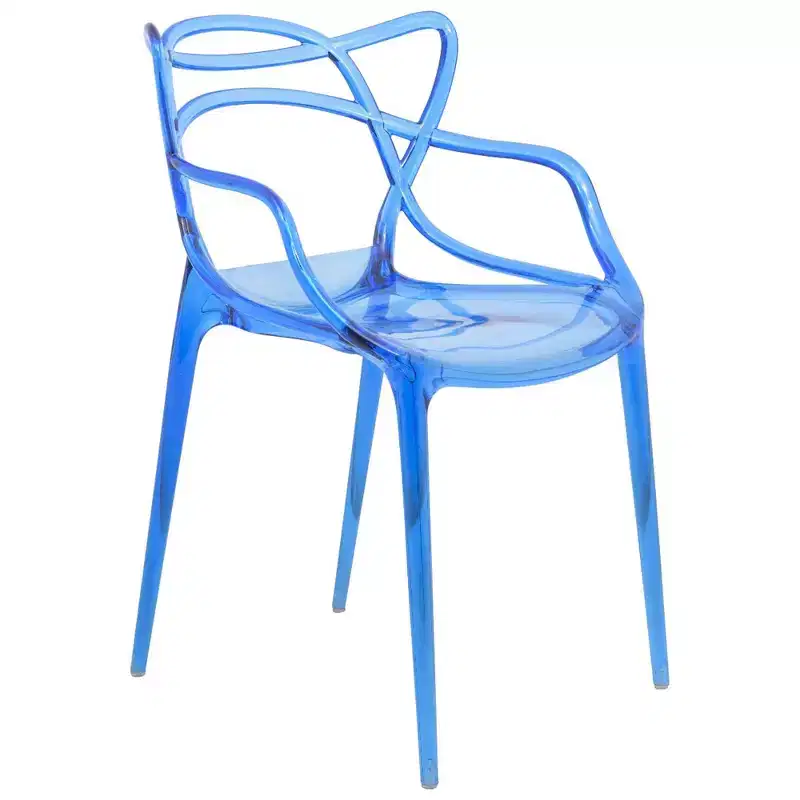 LeisureMod Milan Modern Acrylic Dining Chair  Stylish Wire Design with Metal Legs, Durable Stackable Lightweight Chair for Kitchen, Dining Room