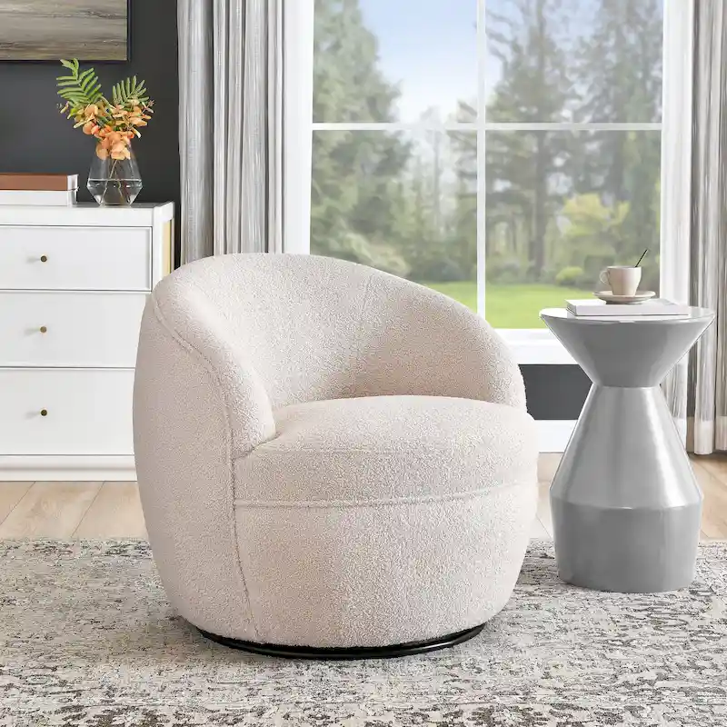 Galleria 360 Swivel Teddy Sherpa Fabric Barrel Chair