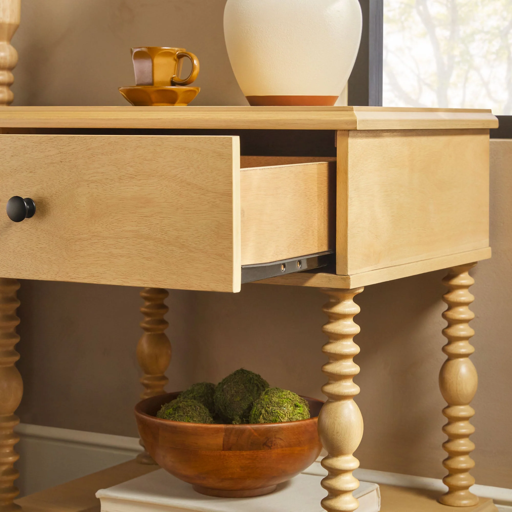 Traditional Vivienne Easy Assembly Solid Wood Nightstand