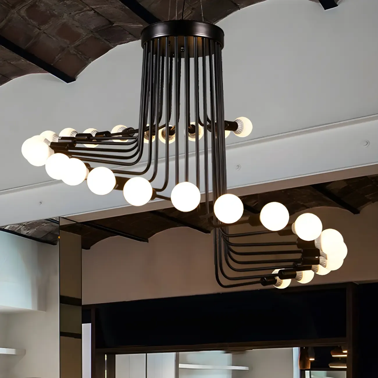Black Modern Glass Linear Chandelier Light