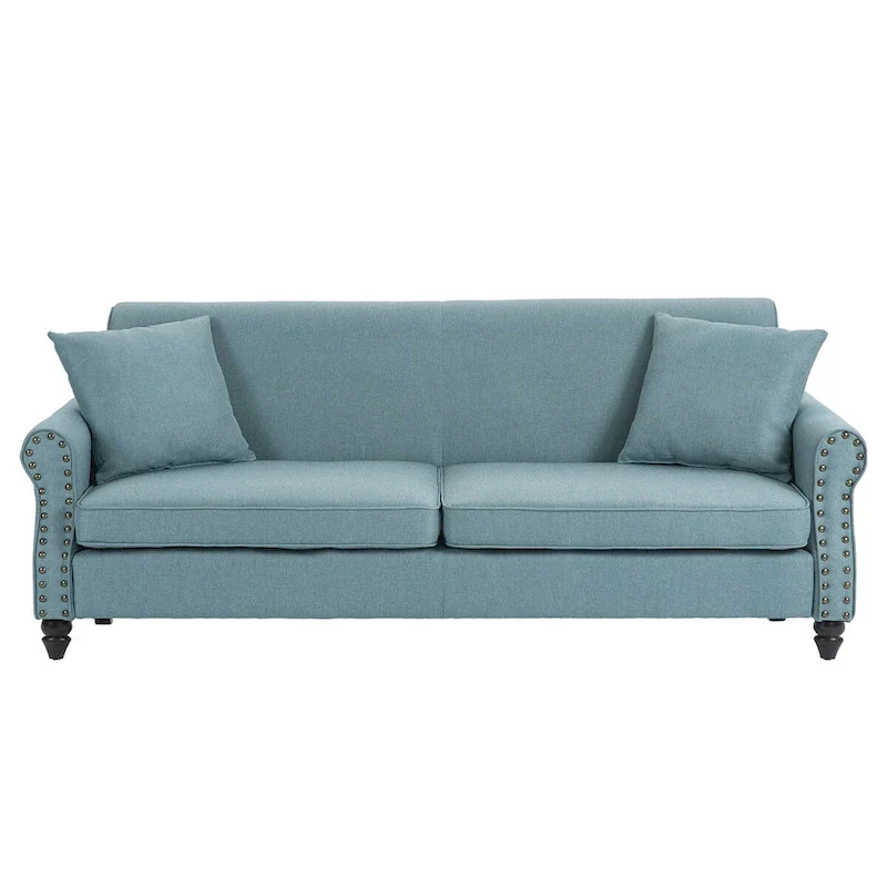 Modern 73 Nailhead Trim Loveseat Sofa