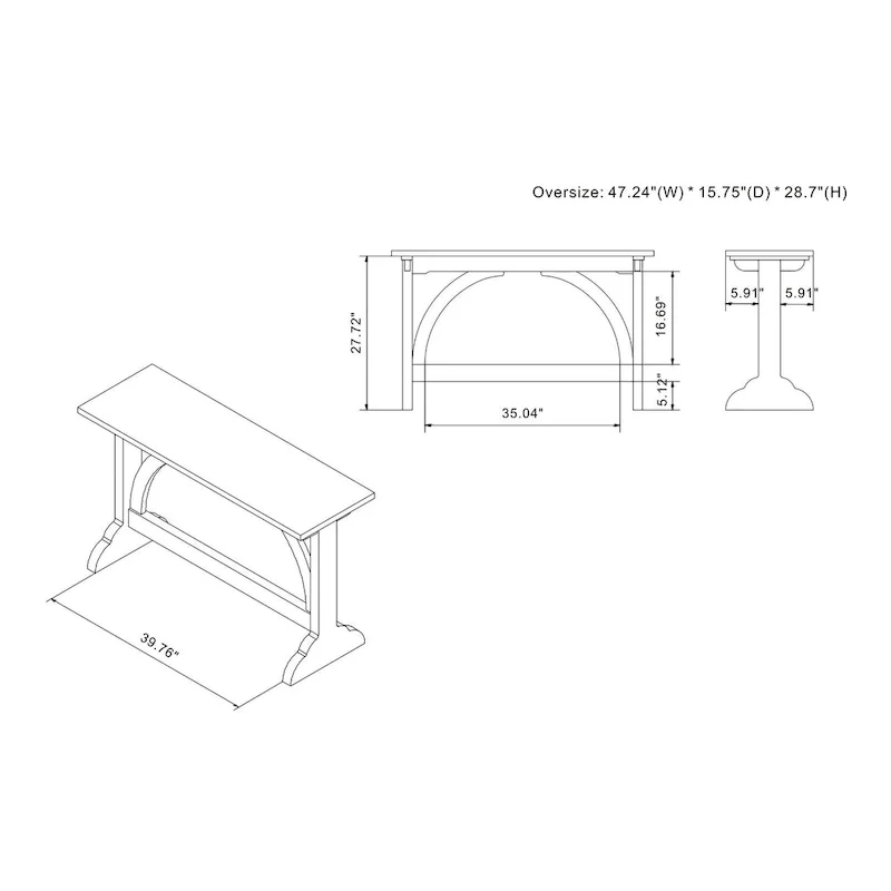 Rustic Oak 47-inch Console Table with Trestle Base