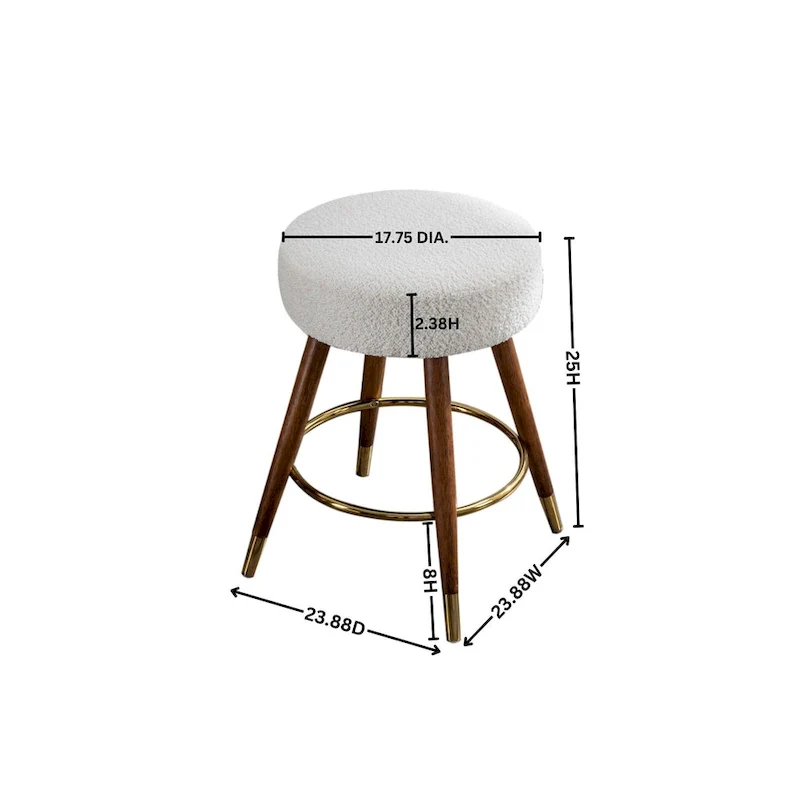 White 23.88   Upholstered Swivel Stool with Wood Frame