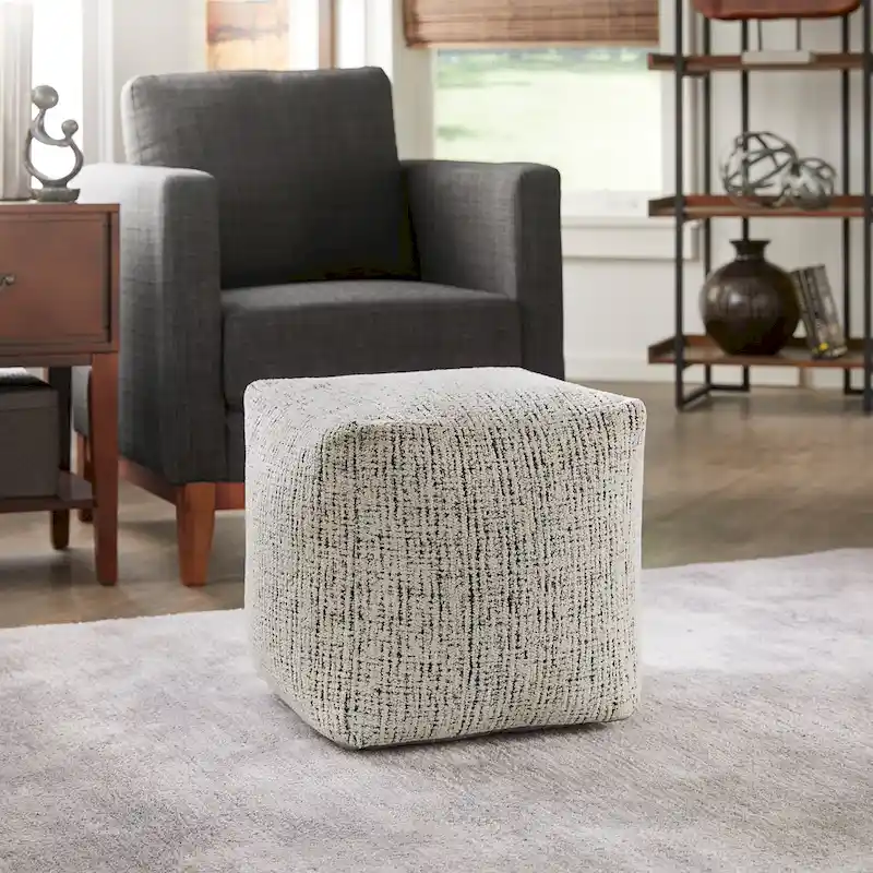 Upholstered Square Pouf Ottoman
