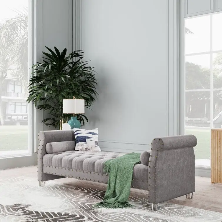 Haven Chesterfield Velvet Upholstered Bench 72 - 71.0 In. W X 28.0 In. H X 29.0 In. D