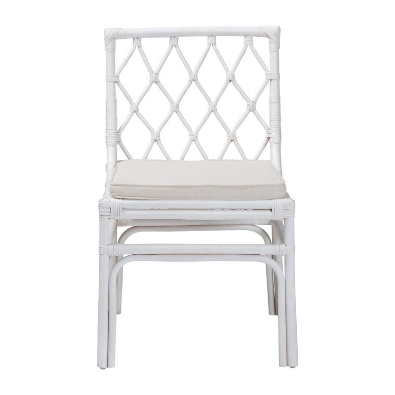 Carwyn Bohemian White Rattan Dining Chair