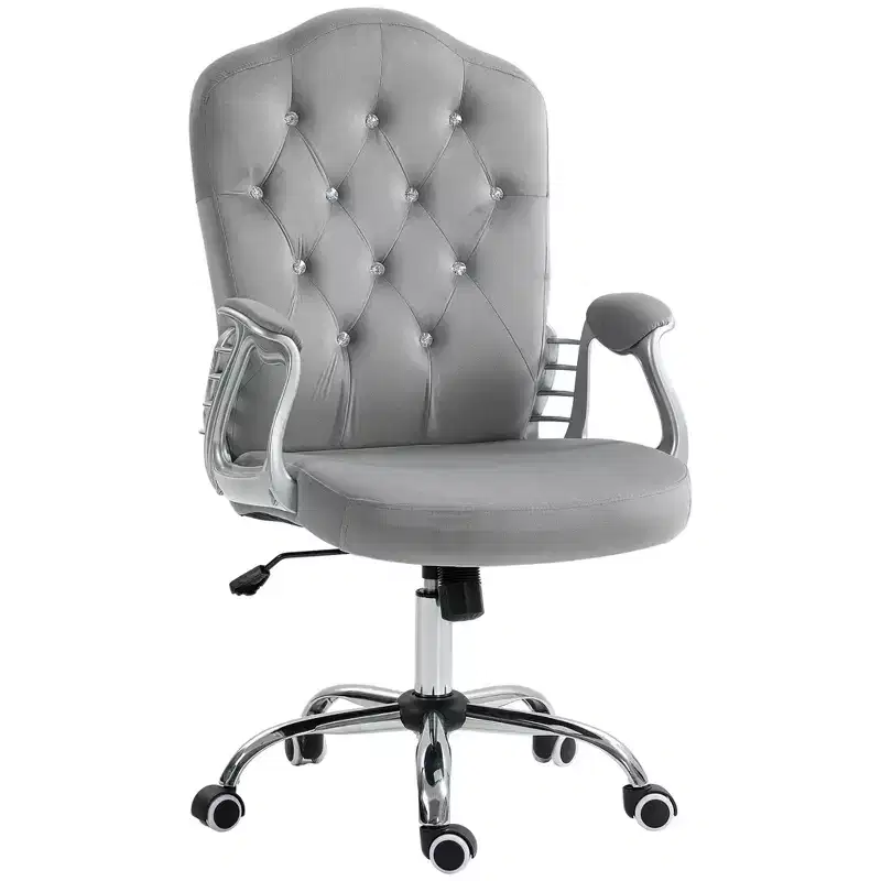 Velvet Office Chair Desk Chair with 360 Degree Swivel Wheels Adjustable Height Tilt Function