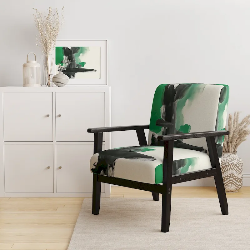 Geometric Black And Teal IV Upholstered Accent Chair