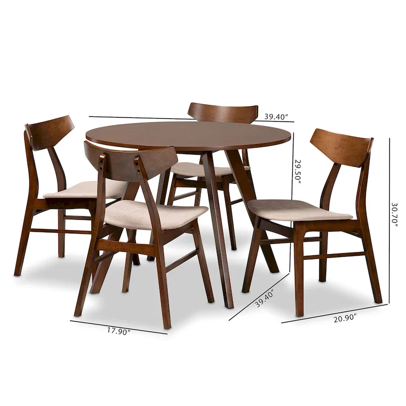 Timothy Mid-Century Modern Transitional 5-Piece Dining Set