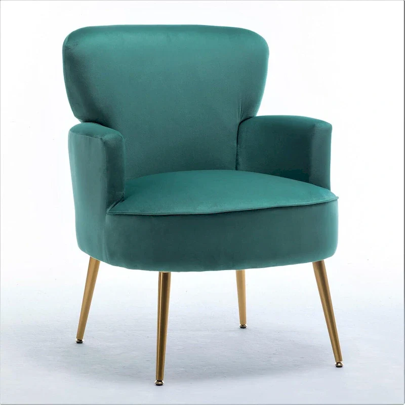 Velvet Accent Chair with Gold Metal Legs