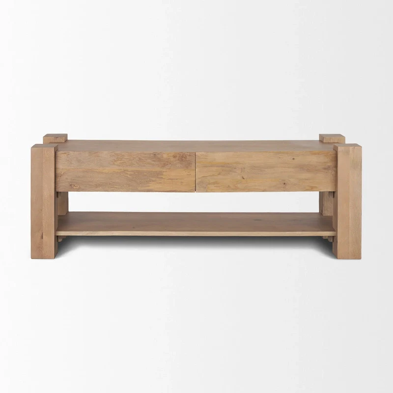 Beth Light Brown Wood Media Console - 70.0L x 20.0W x 24.0H