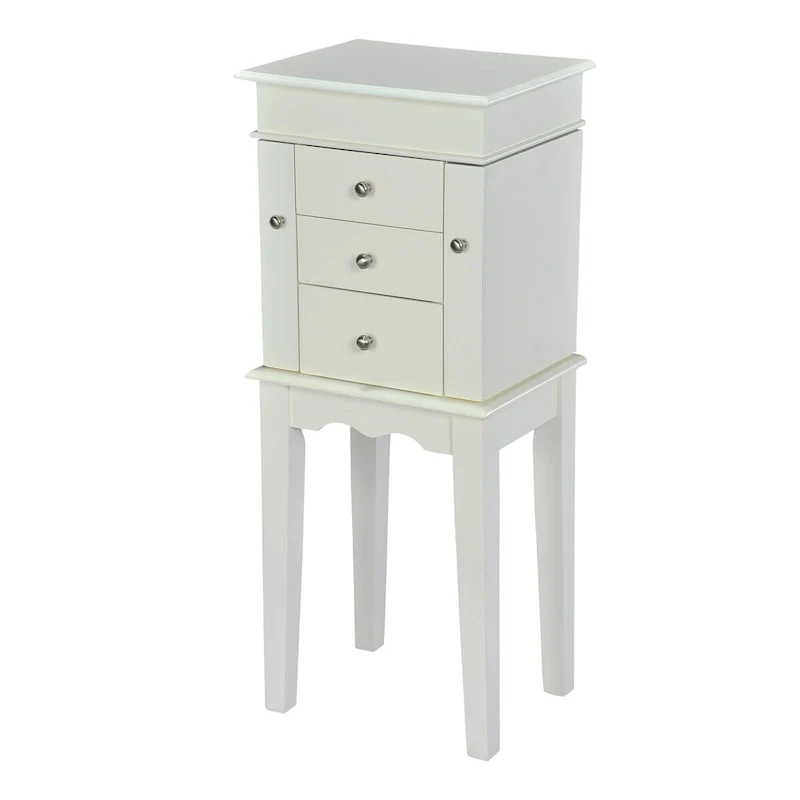 Antique White Jewelry Armoire Cabinet