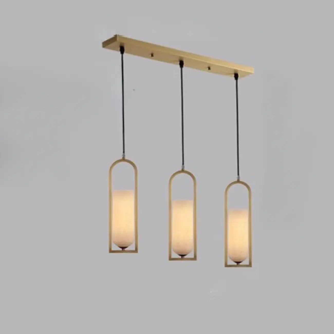 Exquisite Cylinder Gold Alabaster Hanging Pendant Light