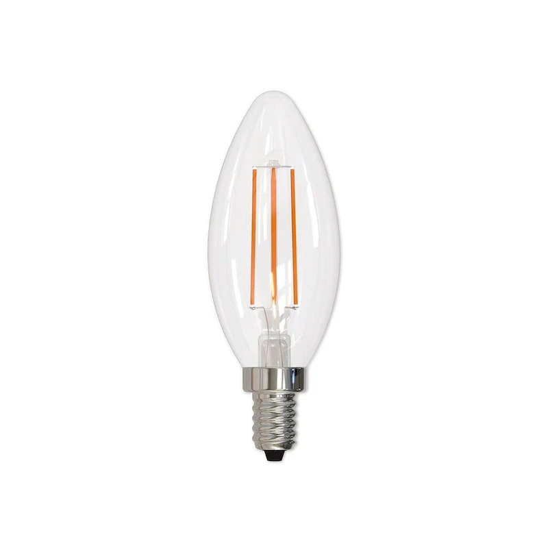 Bulbrite LED Filament Pack of (4) 5 Watt Dimmable B11 Light Bulb with Clear Glass Finish and Candelabra (E12) Base