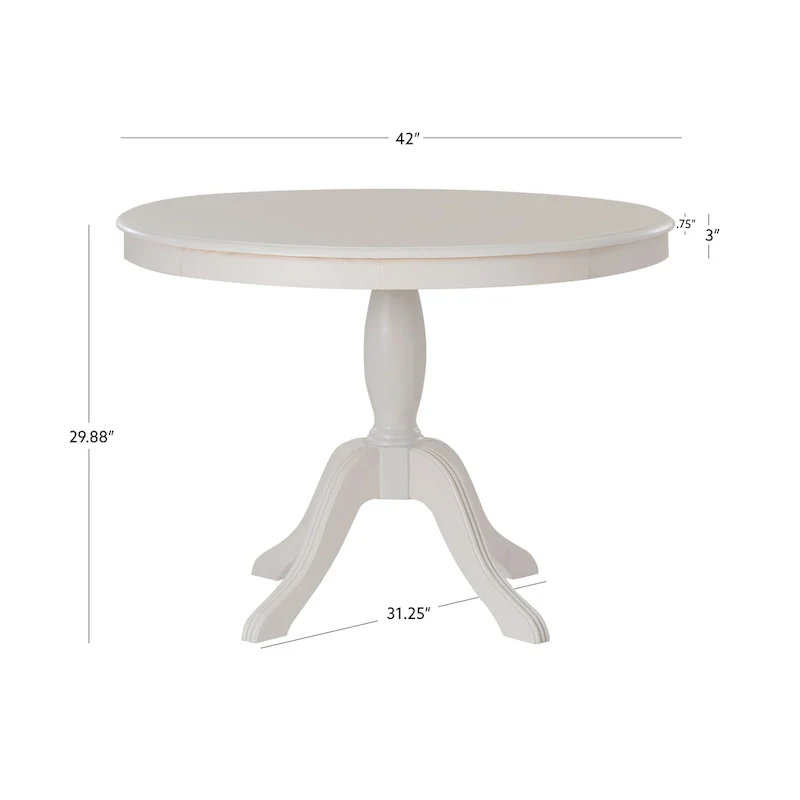 Round Pedestal Dining Table - Natural/White/Black, Solid Wood, Seats 4
