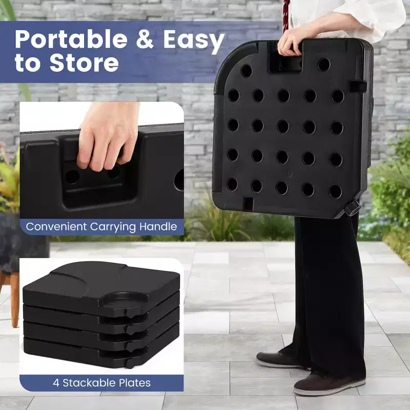 Costway 20 Patio Offset Umbrella Base Stand Water Filled Base Weights Sand Plate Set Brown/Black