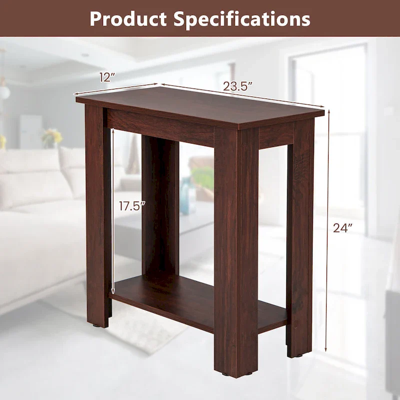 Gymax 2 PCS 2-Tier End Table Modern Sofa Bedside Compact Nightstand w/