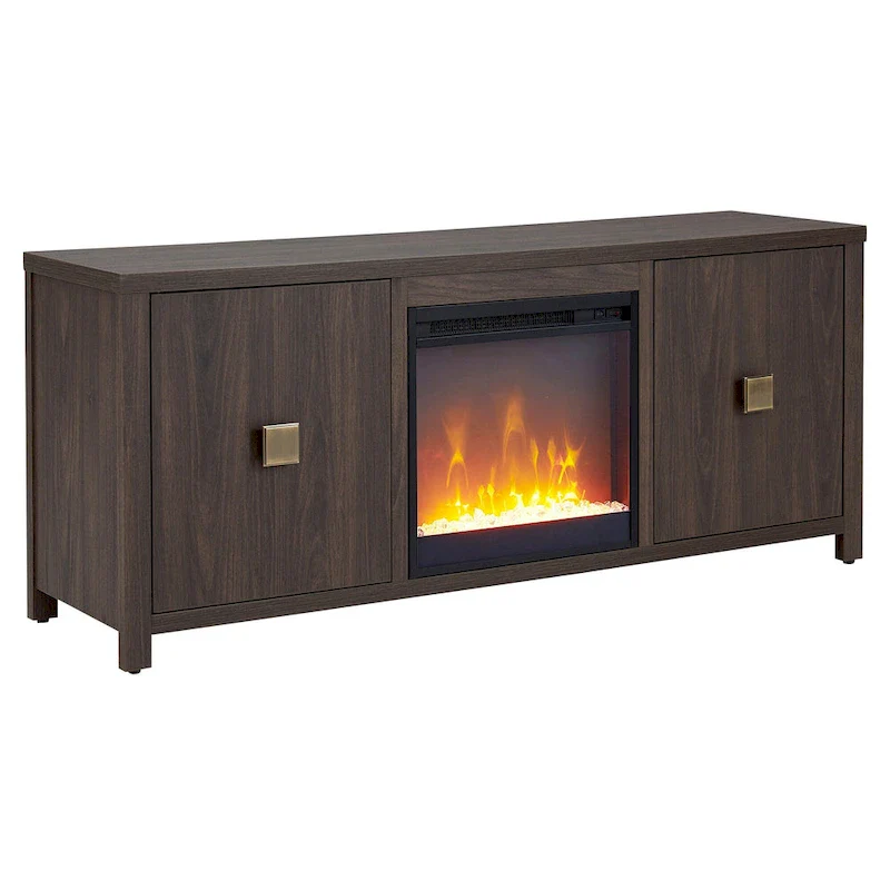 TV Stand with Electric Fireplace - Gray/Black/Brown, 58