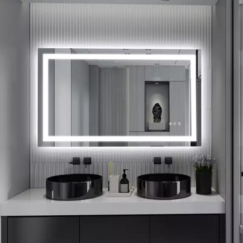 SUMERAIN 40x24 Wall Shatter-Proof Bathroom Mirror Fog-Free ETL 90CRI Vanity Mirror with 3 Color LED