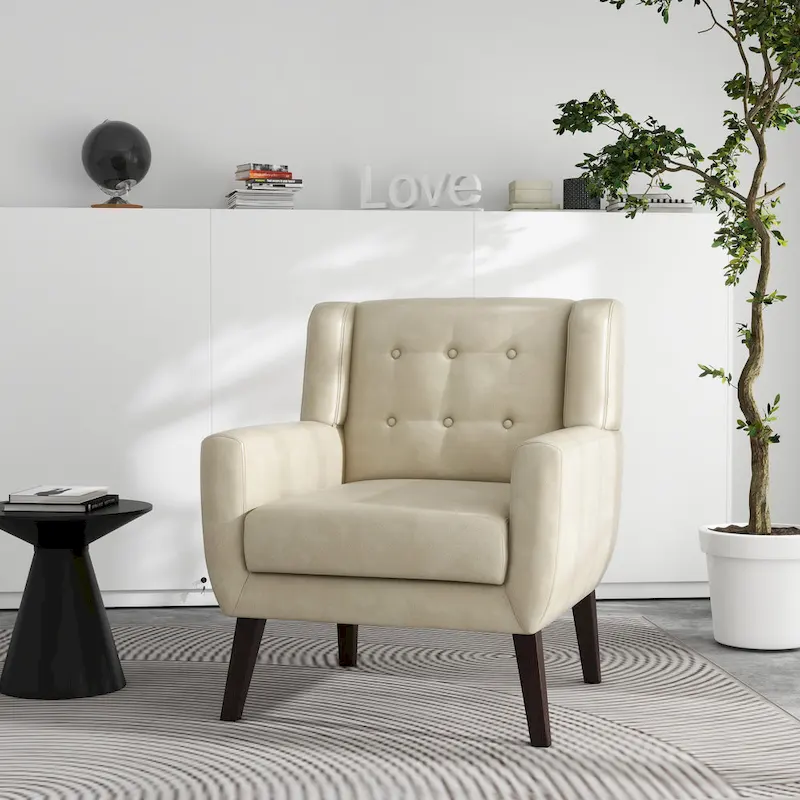 PU Leather Accent Chair Living Room Upholstered Armchair