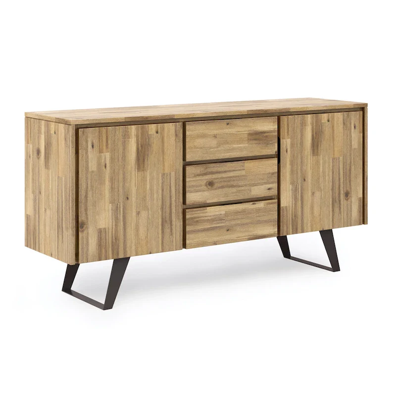 WYNDENHALL Mitchell Metal 60 inch Wide Rectangle Modern Industrial Sideboard Buffet in OAK WOOD - 60 x 17 x 30