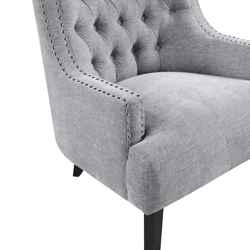 Modern Traditional Accent Chair Chenille Upholstery Button-Tufted Solid Wood 1pc Living Room Furniture