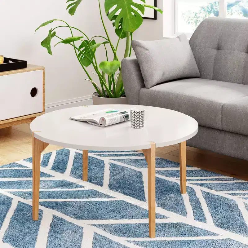 Abacus Round Coffee Table Modern Oak and White - Universal Expert