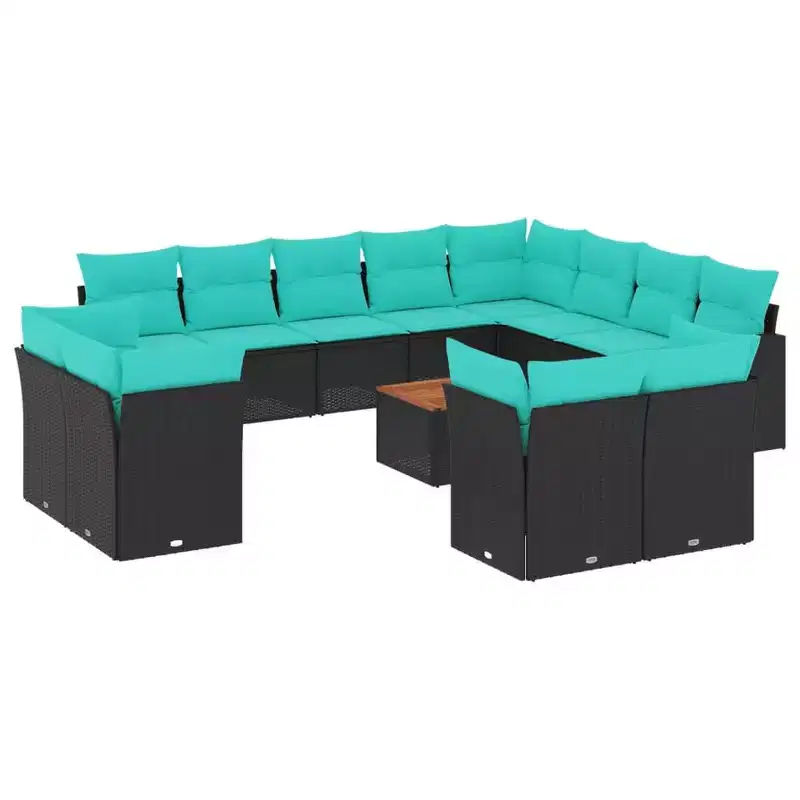 vidaXL 13 Piece Patio Sofa Set with Cushions Poly Rattan