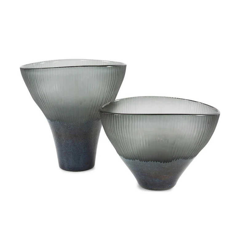 Allan Andrews Frosted Contemporary Tapered & Flared Glass Vase