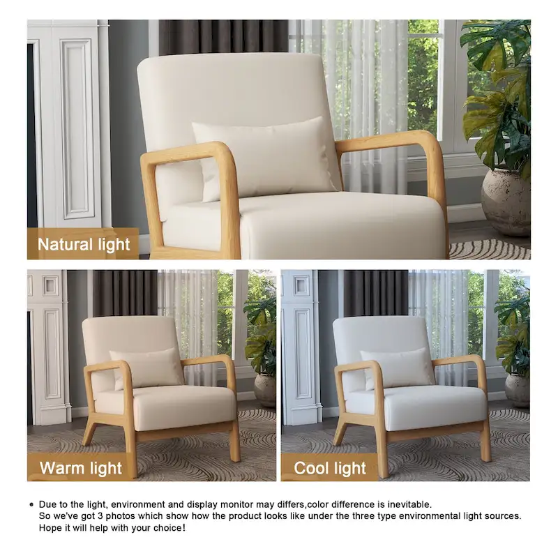 Mid Century Modern Upholstered Accent Chair with Pillow