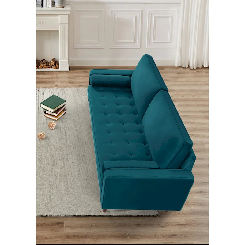 70W Tapered-Leg Velvet Sofa